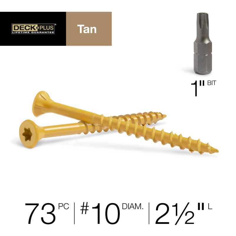 Deck Plus No. 10  x 2-1/2 in. L Star Flat Head Exterior Deck Screws 1 lb.
