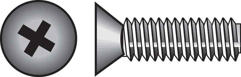 HILLMAN No. 10-24 Ga. X 1 in. L Phillips Flat Head Stainless Steel Machine Screws 100 pk