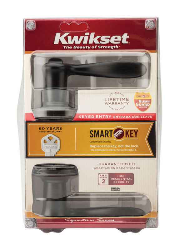 Kwikset SmartKey Tustin Venetian Bronze Entry Door Knob KW1 1-3/4 in.