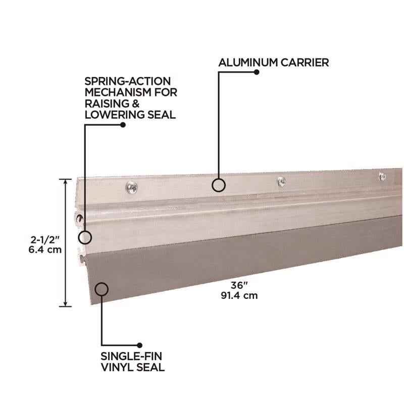 M-D BUILDING PRODUCTS Silver Aluminum/Vinyl Sweep For Doors 36 in. L X 2.5 in.