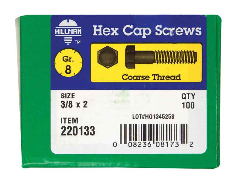 HILLMAN 3/8 in. D X 2 in. L Heat Treated Steel Hex Head Cap Screw 100 pk