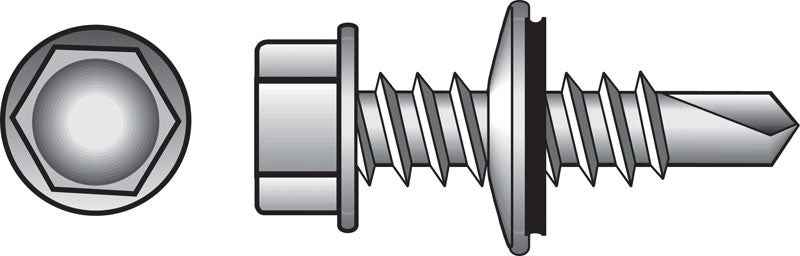 HILLMAN No. 10 Ga. X 1 in. L Hex Hex Washer Head Self-Drilling Screws 100 pk