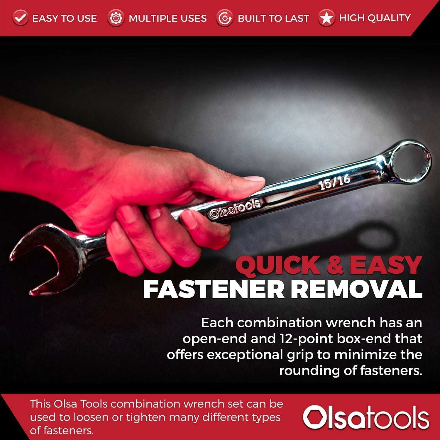 15 Pc Combination Wrench Set | 15-Degree Angle Offset