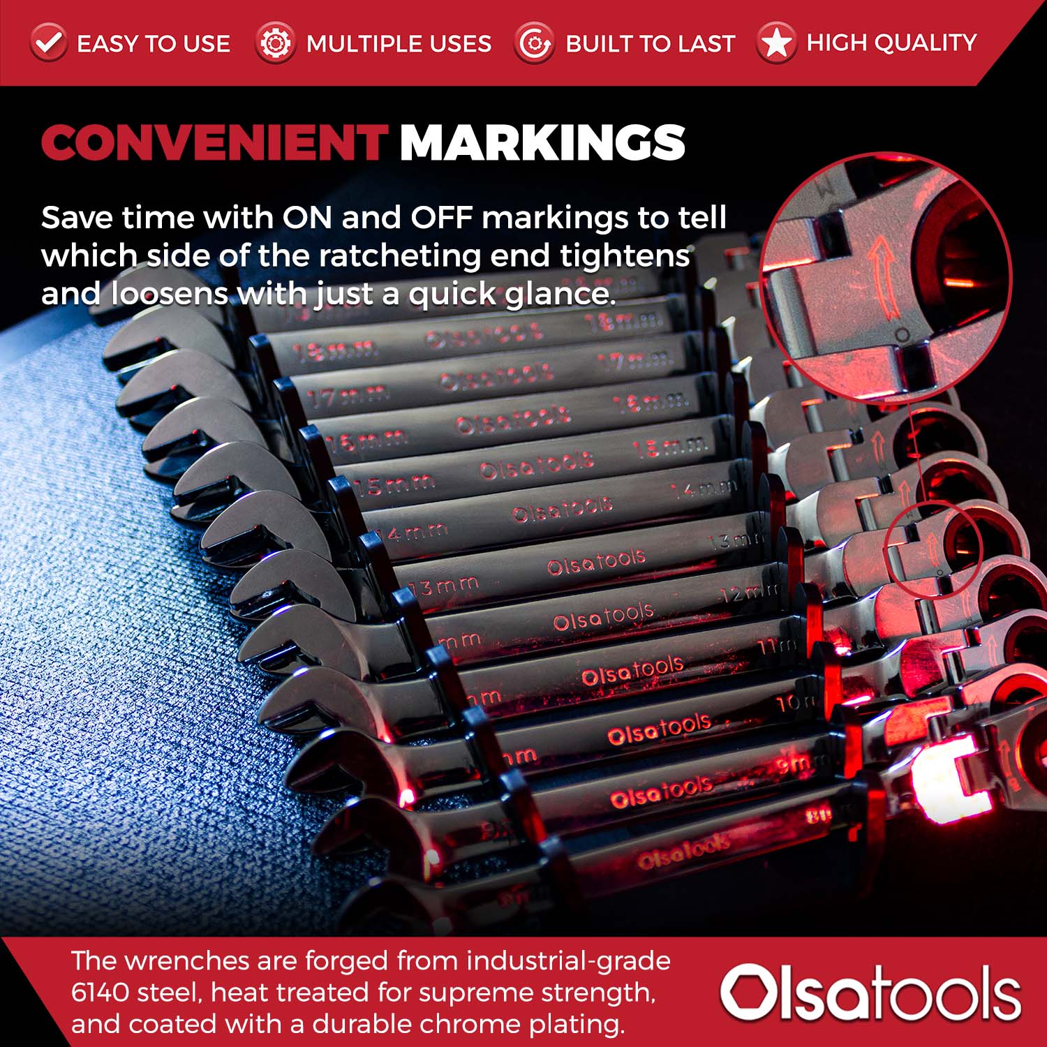 Ratcheting Wrench Set with Magnetic Wrench Organizer