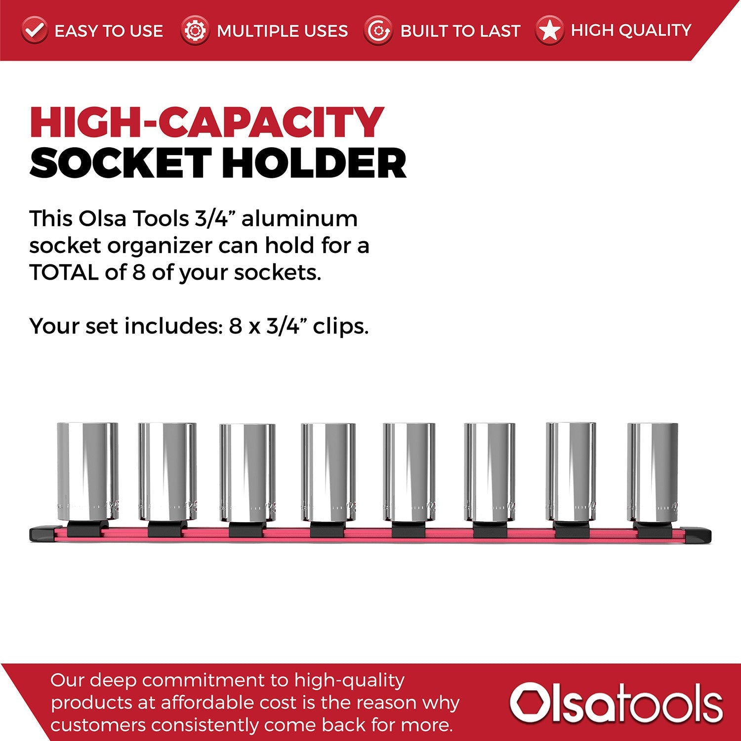 Aluminum Socket Organizer Rails With Rubber End Caps