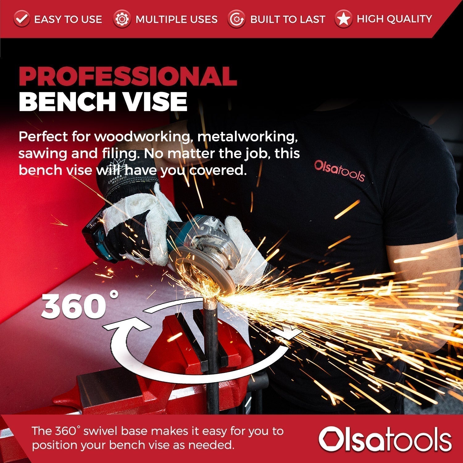 Bench Vises | 360° Swivel Base | Forged Steel