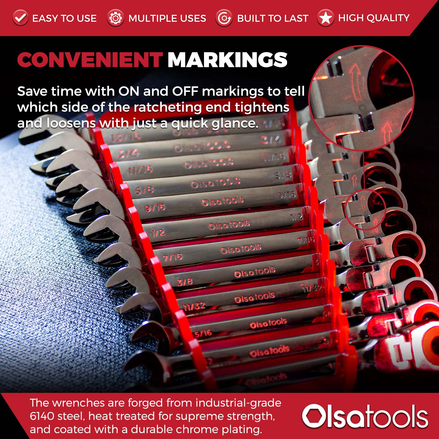 Ratcheting Wrench Set with Magnetic Wrench Organizer