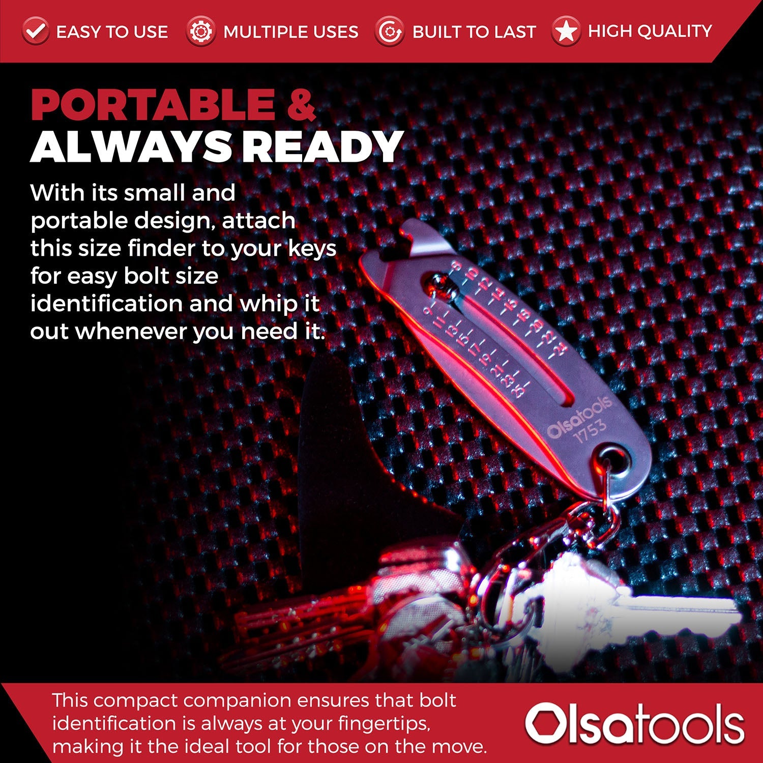 Bolt Size Finder Keychain