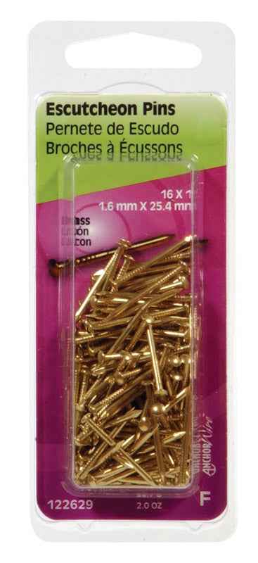 Hillman 16 Ga. x 1 in. L Brass Escutcheon Pins 1 pk 2 oz. (Pack of 6)