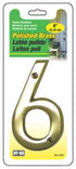 Hillman Distinctions 4 in. Gold Brass Screw-On Number 6 1 pc (Pack of 3)