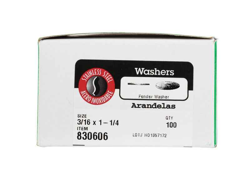 Hillman Stainless Steel 3/16 in. Fender Washer 100 pk