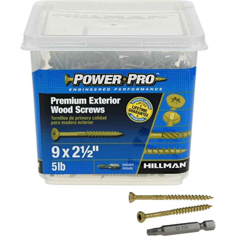 HILLMAN Power Pro No. 9 in. X 2-1/2 in. L Bronze Star Flat Head Premium Deck Screws 5 lb 443 pk