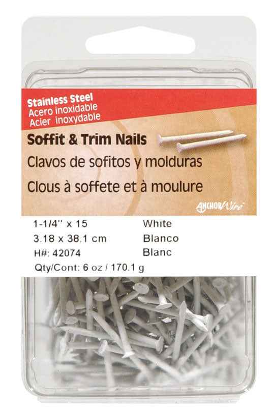 Hillman 1-1/4 in. L Soffit and Trim Stainless Steel Nail Smooth Shank Flat (Pack of 5)