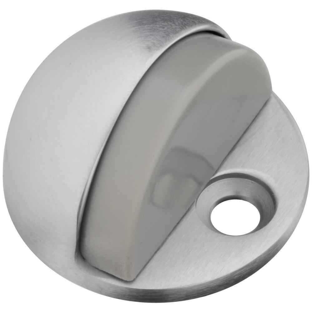National Hardware Solid Brass w/Rubber Bumper Chrome Silver Door Stop Mounts to floor 1.75 in.