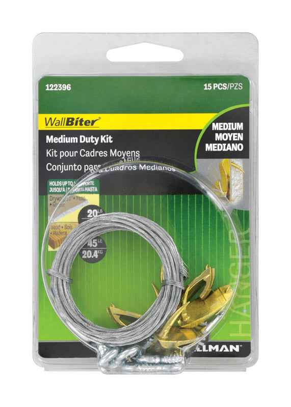 Hillman WallBiter Brass-Plated Medium Duty Picture Hook Kit 45 lb 1 pk
