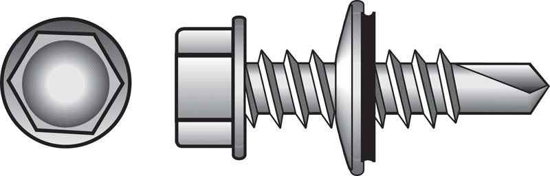 HILLMAN No. 12 Ga. X 1-1/2 in. L Hex Hex Washer Head Self-Drilling Screws 100 pk