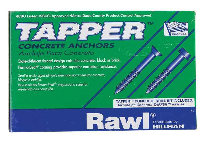 Hillman Tapper 1/4 in. D Steel Hex Head Concrete Screw Anchor 100 pk