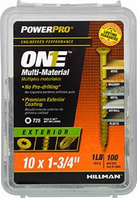Hillman POWERPRO ONE No. 10 X 1-3/4 in. L Star Flat Head Multi-Material Screw 1 lb 106 pk