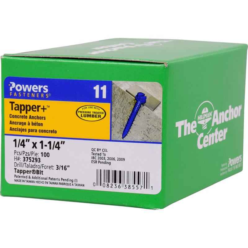 Hillman Tapper 1/4 in. D Steel Hex Head Concrete Screw Anchor 100 pk