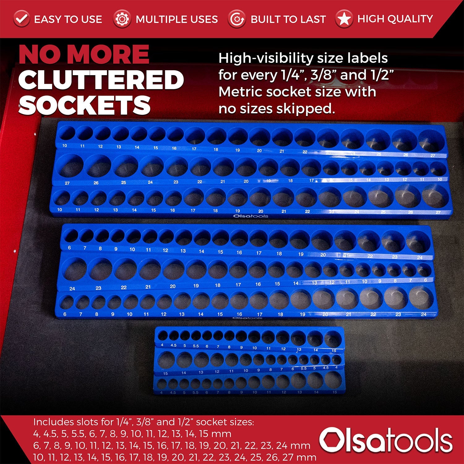 3-Row Magnetic Socket Holder