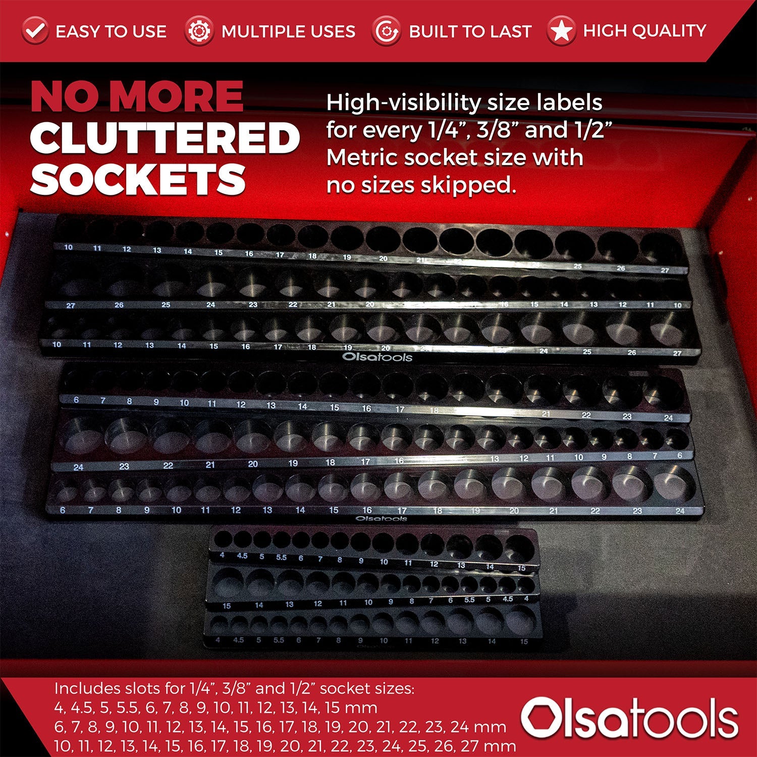 3-Row Magnetic Socket Holder