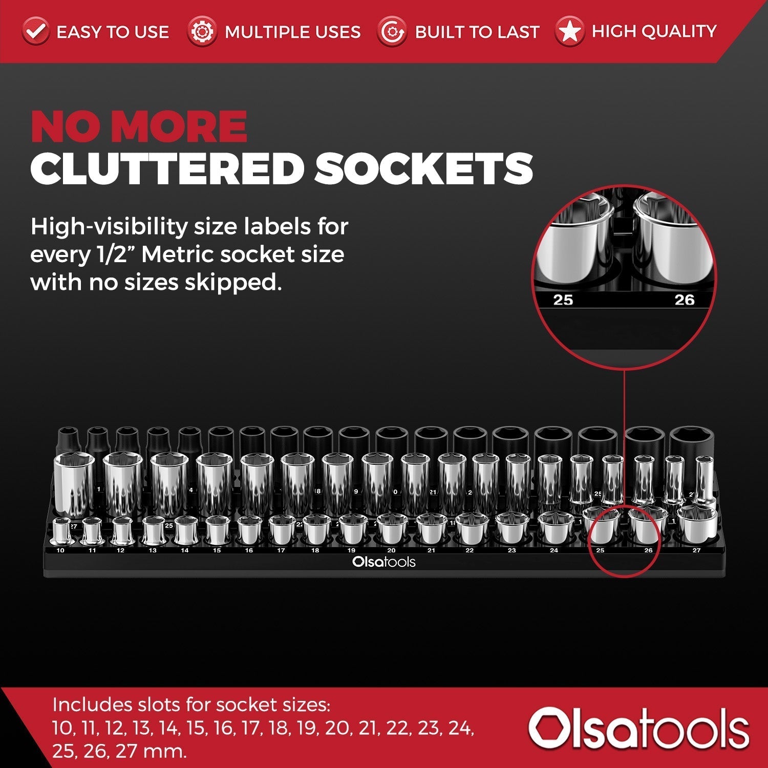 3-Row Magnetic Socket Holder