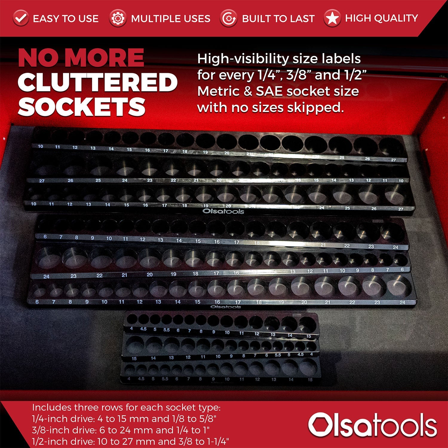 3-Row Magnetic Socket Holder