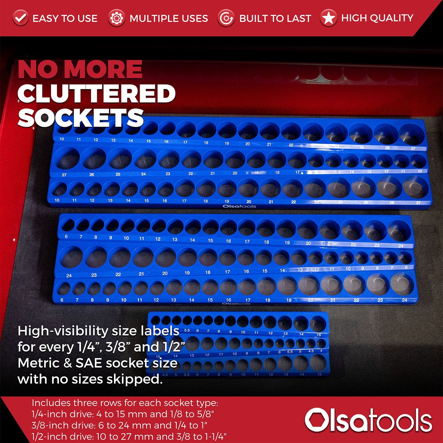 3-Row Magnetic Socket Holder