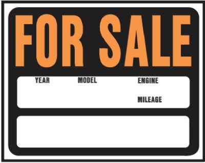 Hillman English Black Auto For Sale Sign 15 in. H X 19 in. W (Pack of 6)