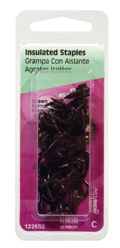 Hillman AnchorWire 1/2 in. W x 1/2 in. L Insulated Crown Insulated Staples 25 pk (Pack of 6)