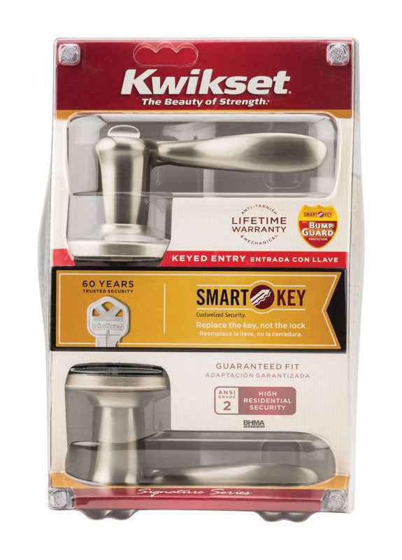 Kwikset SmartKey Tustin Satin Nickel Entry Door Knob KW1 1-3/4 in.