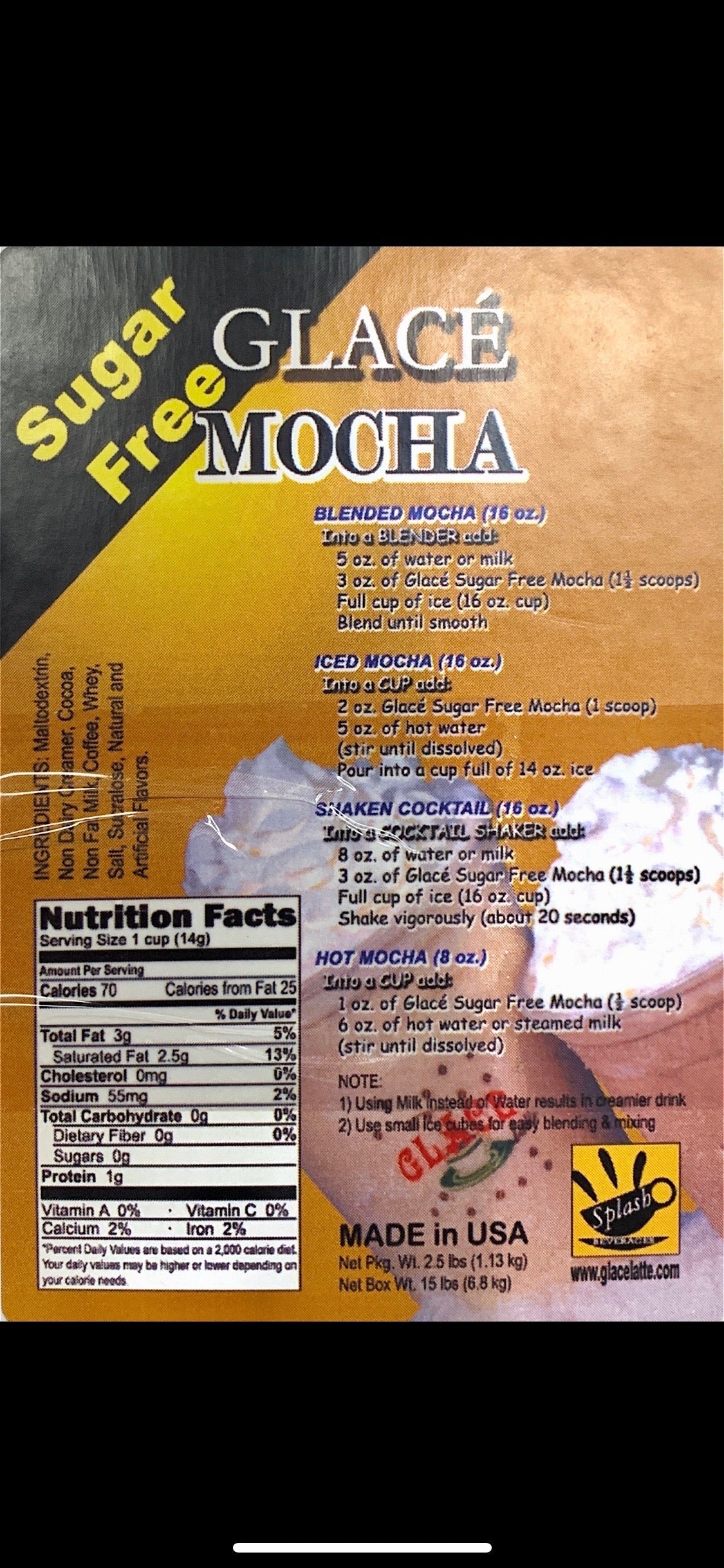 Sugar Free Mocha 4 in 1 Bubble Tea / Latte and Frappe Mix - Ships Free Within Canada on Orders Above CAD $199