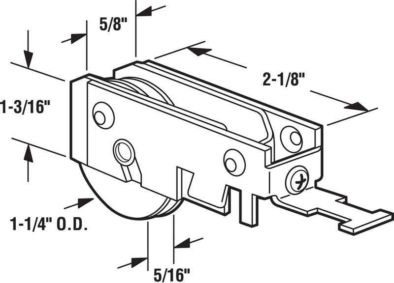 Prime-Line 1-1/4 in. D X 5/16 in. L Steel Pocket Door Roller Assembly 1 pk