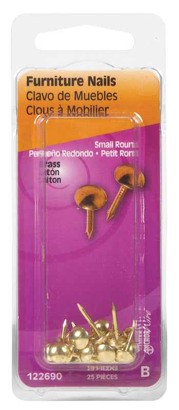 Hillman 7/16 in. L Furniture Brass-Plated Brass Nail Smooth Shank Round (Pack of 6)