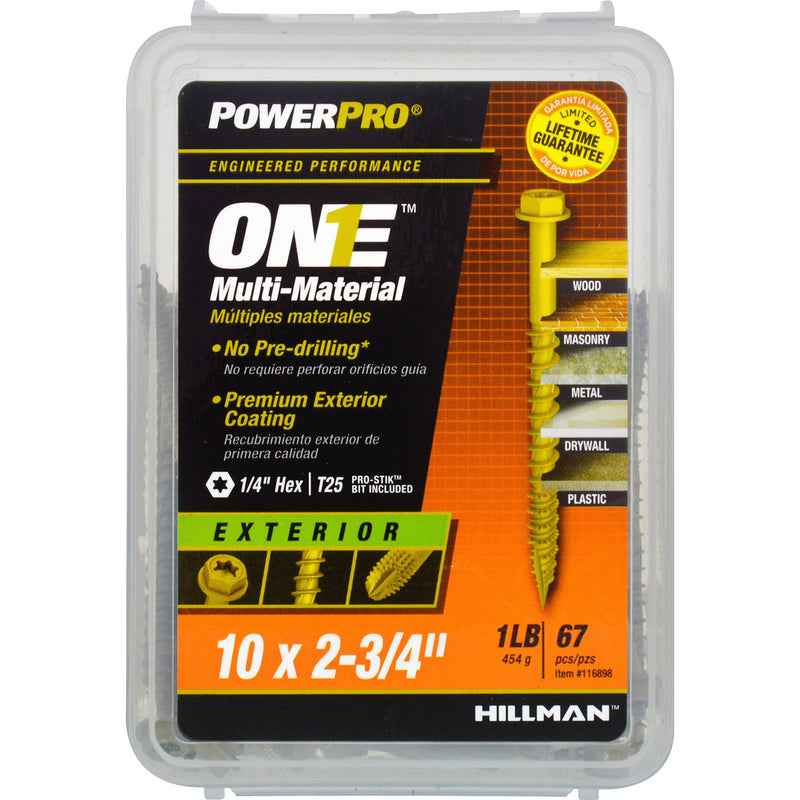 Hillman Power Pro No. 10 X 2-3/4 in. L Star Hex Washer Head Multi-Material Screw 1 lb 65 pk