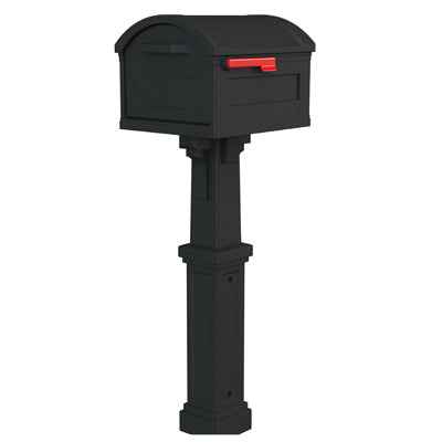 Grand Haven Plastic Post and Box Combo Black Mailbox 54 in. H x 16.63 in. W x 20.1 in. L