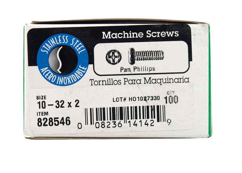 HILLMAN No. 10-32 Ga. X 2 in. L Phillips Pan Head Stainless Steel Machine Screws 1 pk