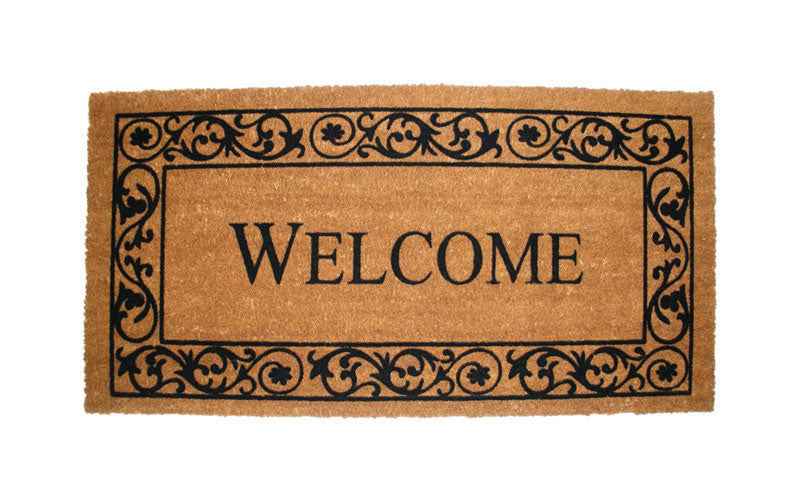 J & M Home Fashions 41 in. W X 21 in. L Black Coir Doormat