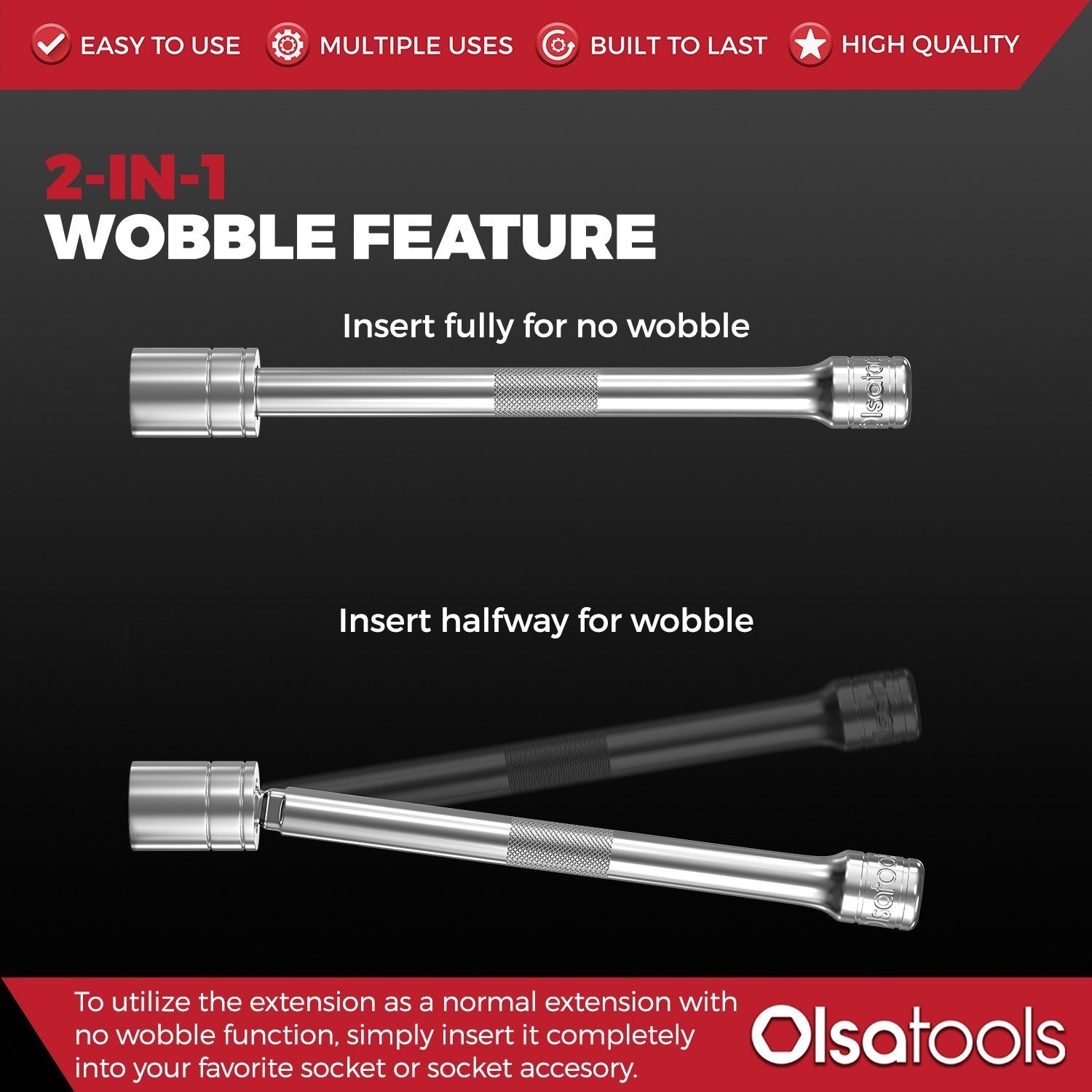 3pc Universal Joint Set, Socket Adapter 1/2", 3/8", and 1/4" drive