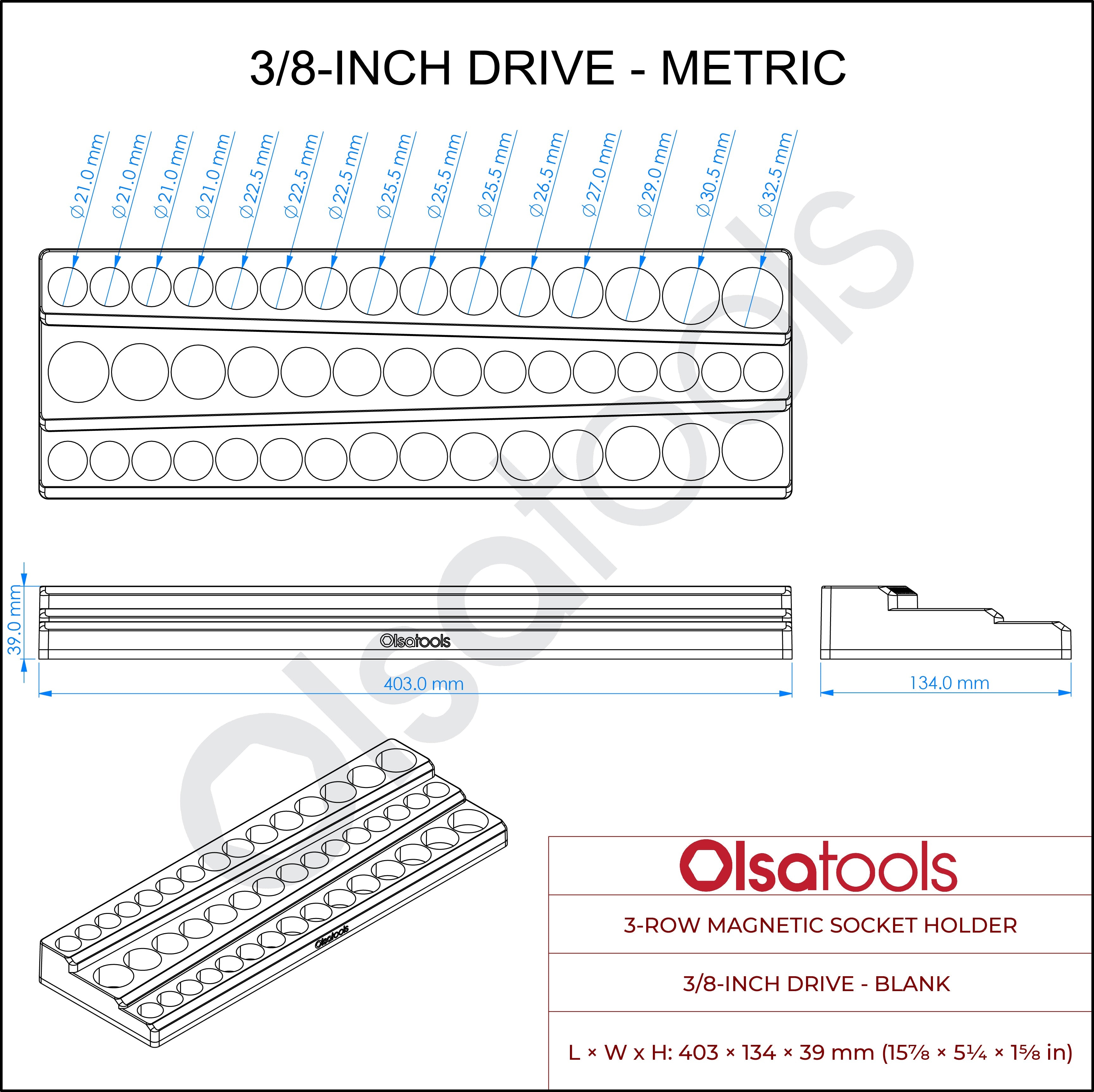 3-Row Magnetic Socket Holder