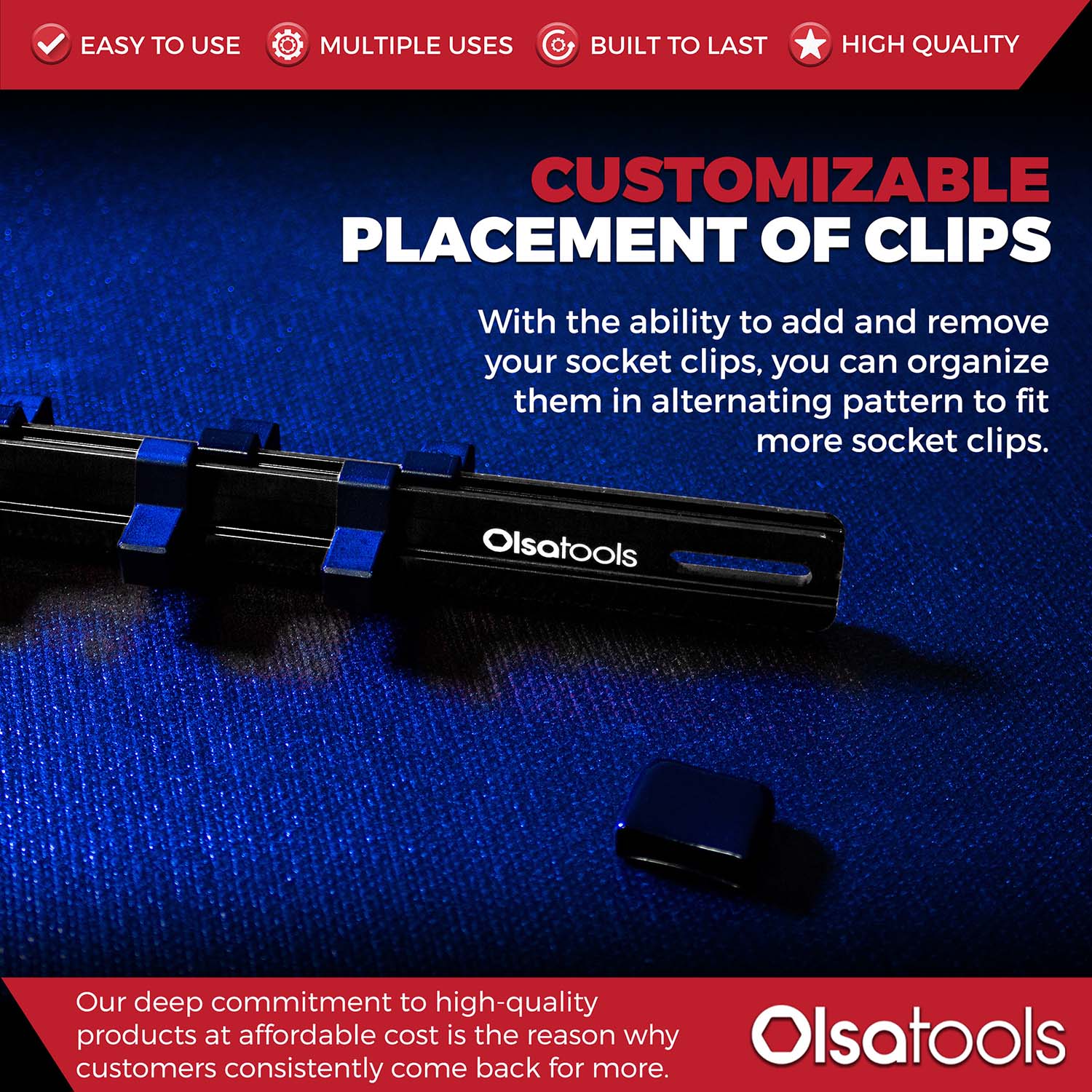 Aluminum Socket Organizer Rails With Rubber End Caps