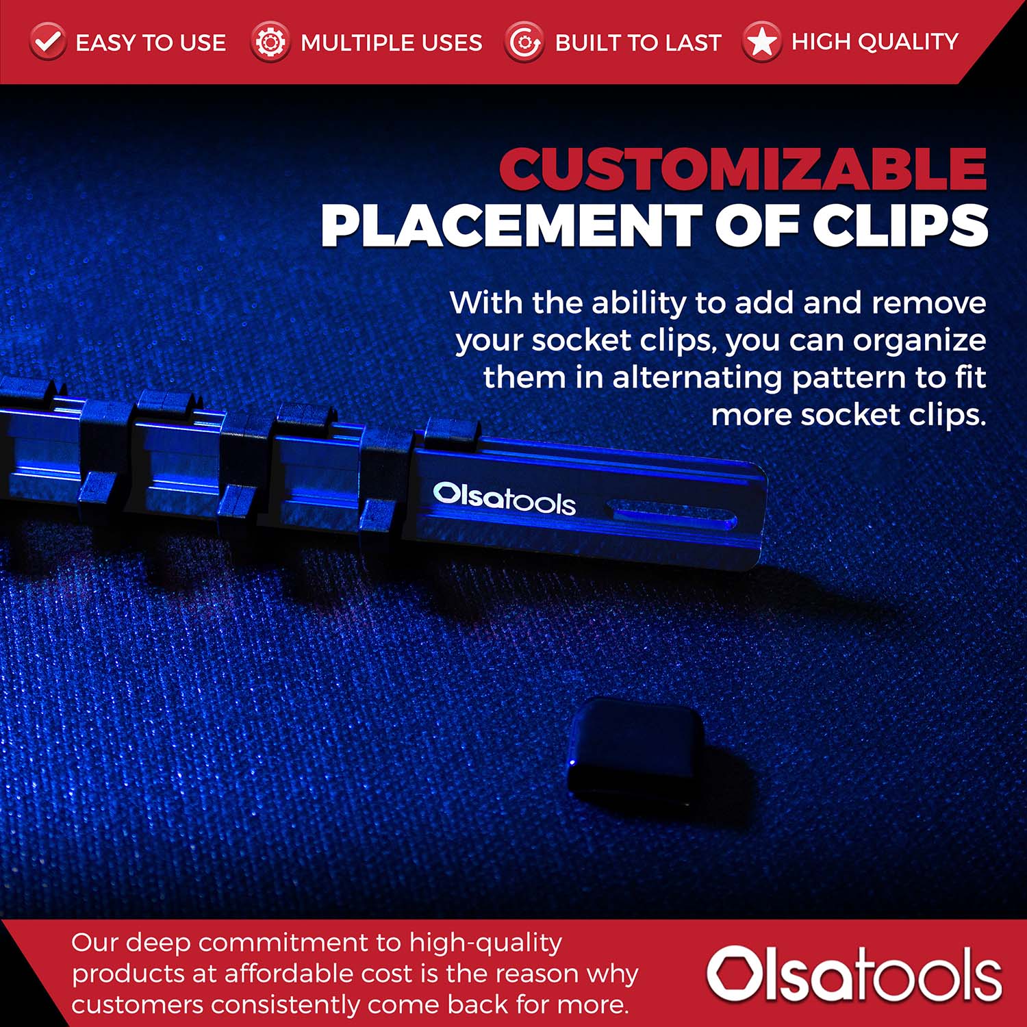 Aluminum Socket Organizer Rails With Rubber End Caps