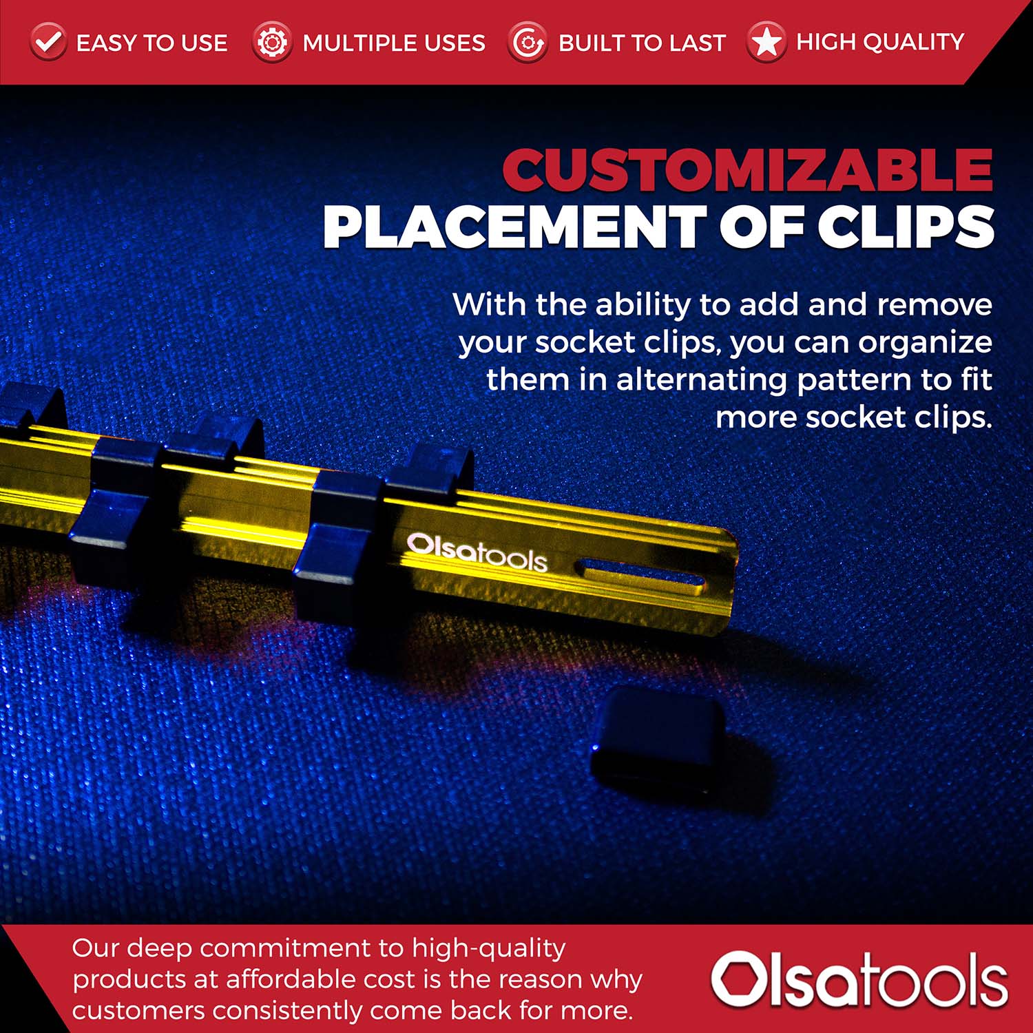 Aluminum Socket Organizer Rails With Rubber End Caps