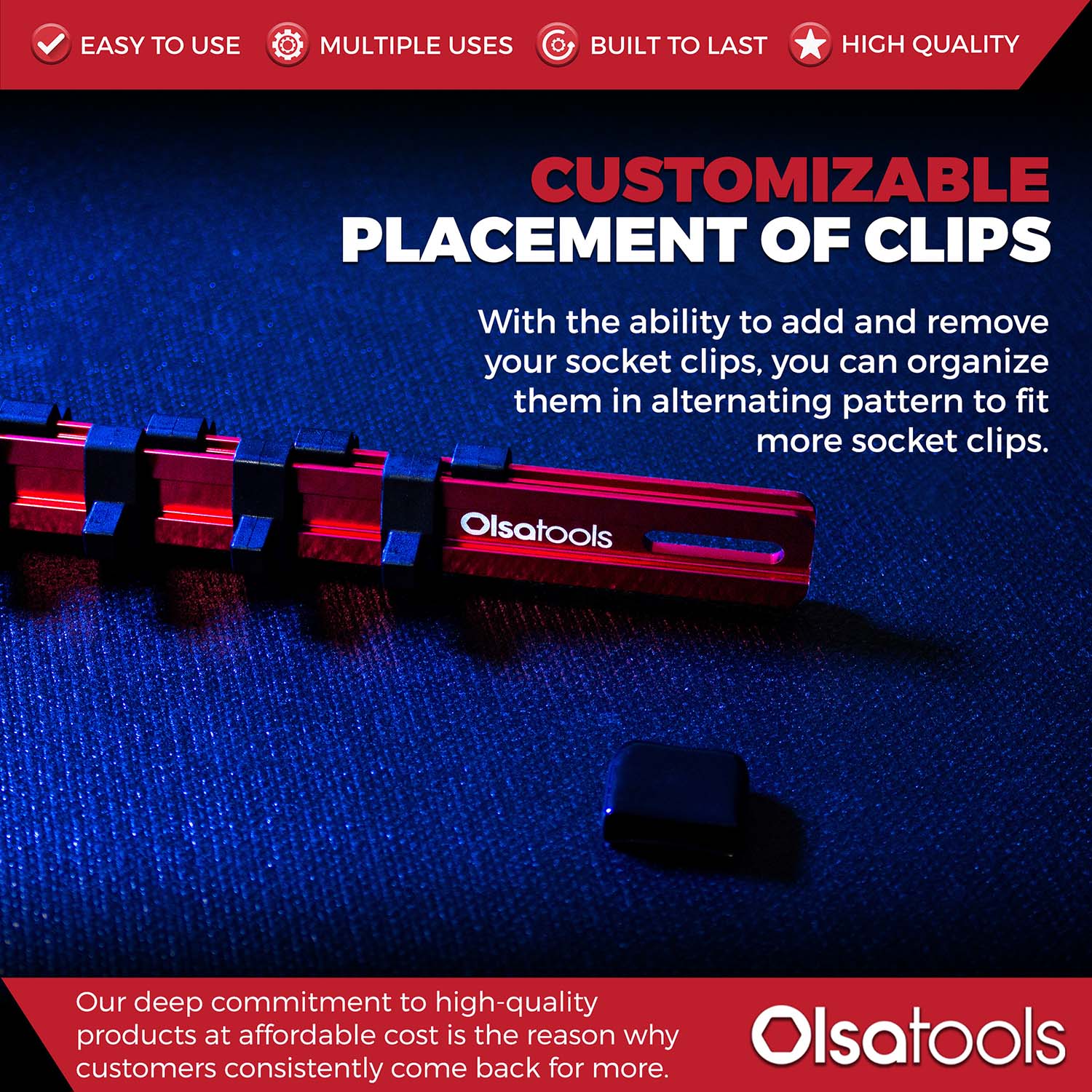 Aluminum Socket Organizer Rails With Rubber End Caps