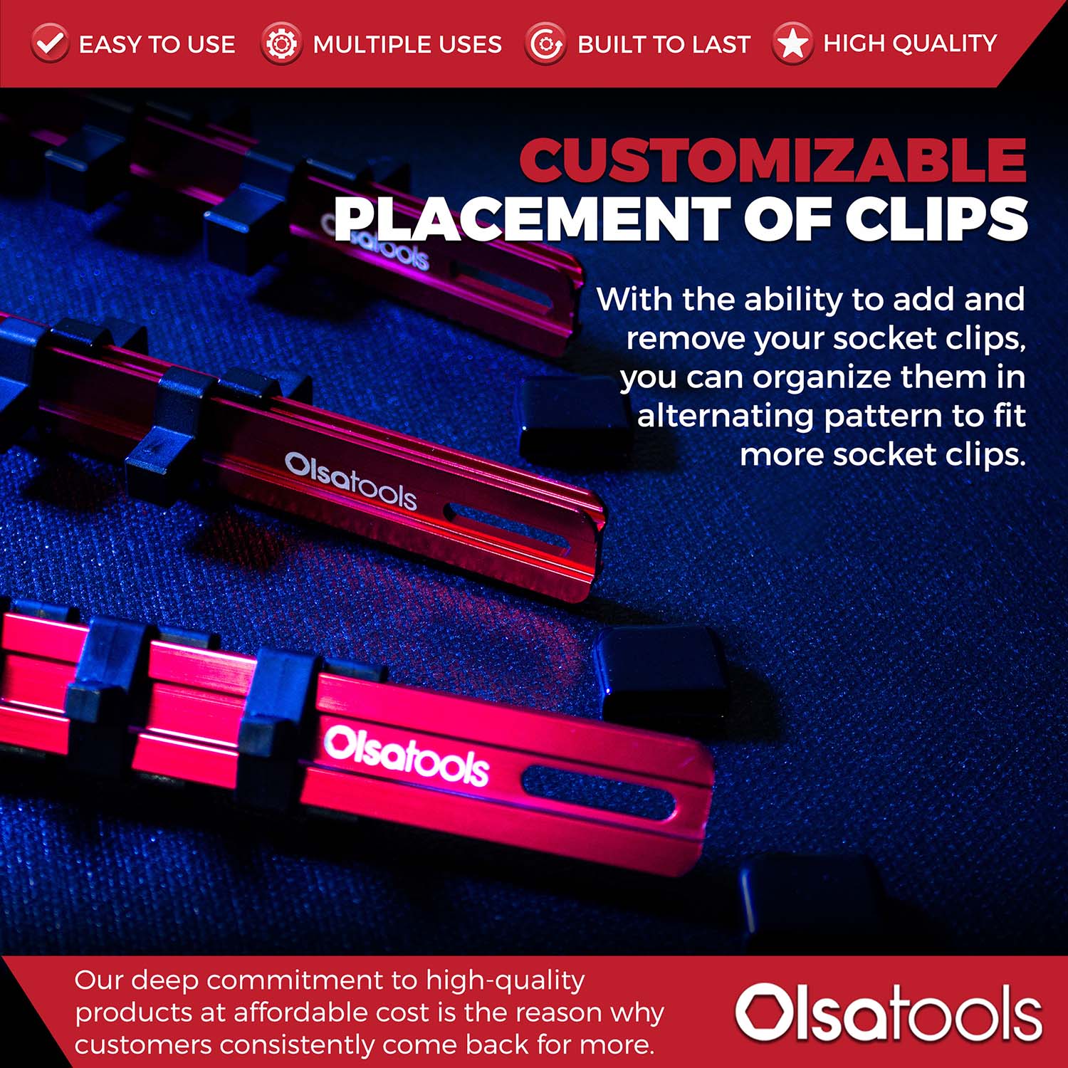 Aluminum Socket Organizer Rails With Rubber End Caps