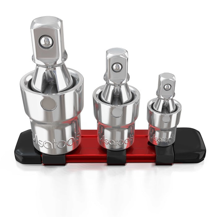 3pc Universal Joint Set, Socket Adapter 1/2", 3/8", and 1/4" drive