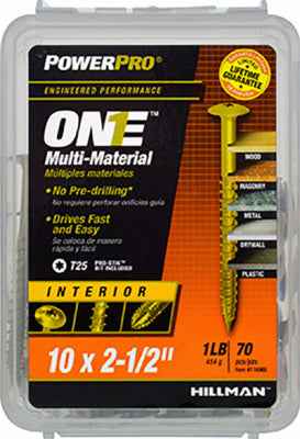 Hillman PowerPro One No. 10 X 2-1/2 in. L Star Wafer Head Multi-Material Screw 1 lb 70 pk