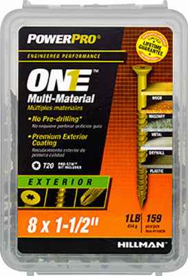 Hillman POWERPRO ONE No. 8 X 1-1/2 in. L Star Flat Head Multi-Material Screw 1 lb 159 pk