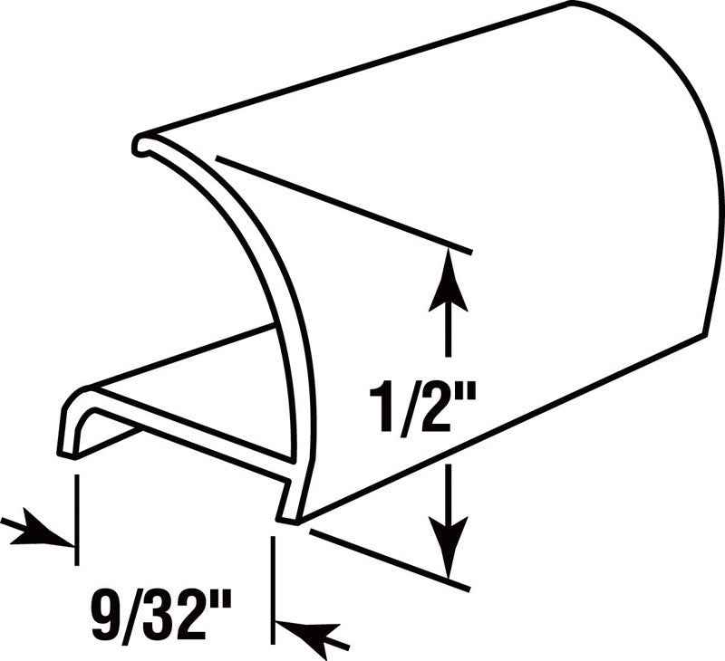 Prime-Line Glazing Channel Snap-In 0.438"W, 72" H X 0.438"W X 0.25" D White (Case of 25)