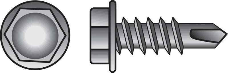 Hillman No. 8-18 X 1/2 in. L Hex Hex Washer Head Self- Drilling Screws 100 pk